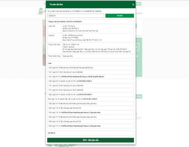 Thông tin vận đơn giao hàng tiết kiệm